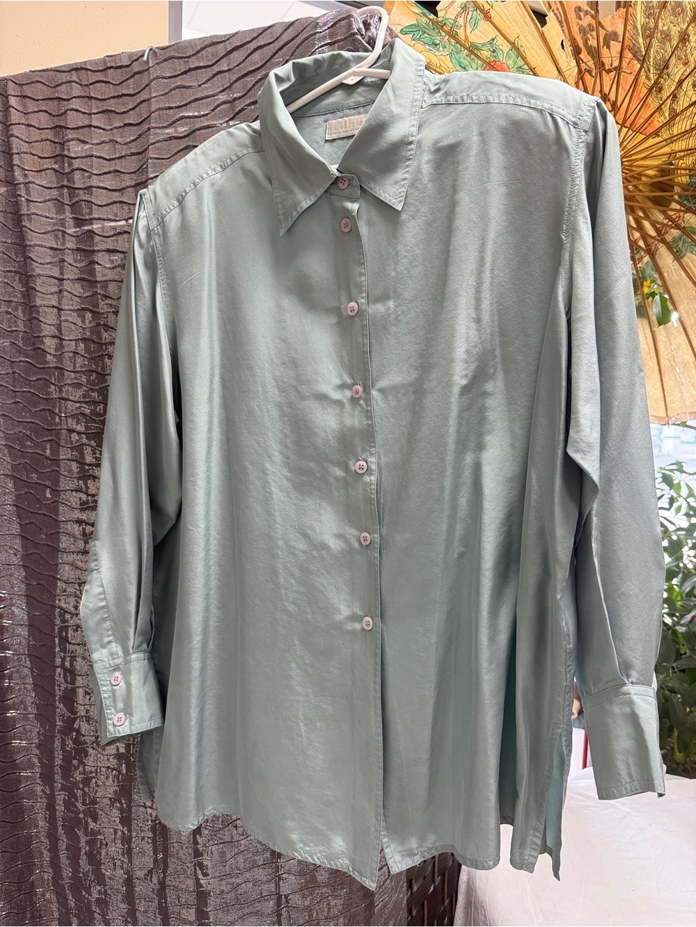 Vintage, Elizabeth by Liz Claiborne 100% Silk Sage Green Size 14
